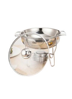 Buy Stainless Steel Durable Round Chafing Dish with Lid and Stand Silver and Clear 1.5 Liter DZW-A1025 in Saudi Arabia