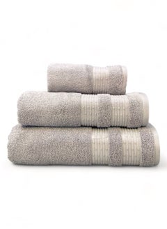 Buy 3 Pcs Luxurious And Soft Beach Towel Set 600GSM Bath Sheet (80x160cm) Bath Towel (70x140cm) Face Towel (50x90cm) Set Of 3 - Grey in Saudi Arabia