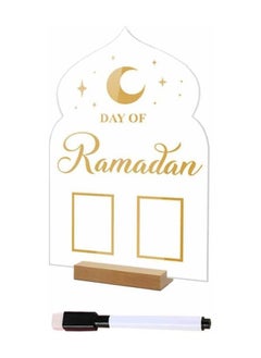 اشتري تقويم رحلة رمضان قابلة لإعادة الاستخدام تقويم رمضان الأكريلي لوحة تقويم ركائز خشبية ديكور طاولة طعام مبارك العد التنازلي يوم عيد الفطر الهدايا مع القلم (الذهبي) في السعودية