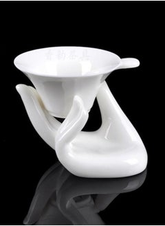 Buy 2 PCs Porcelain Ceramic Tea Strainer Filter Colander And Hand Style Support Holder in Saudi Arabia