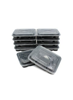 اشتري 10-Piece Rectangular Disposable Food Container With Lid Black 16x22.9x5.3cm في السعودية