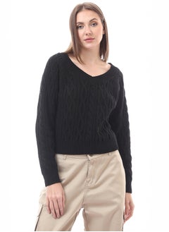 اشتري Black Slip On Braided Knit Short Pullover في مصر