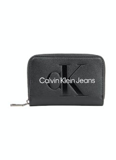 Buy Women's RFID Logo Zip Around Wallet -  premium faux leather, Black in Saudi Arabia