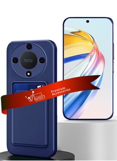 Buy Silicone TPU With Card Holder Case Cover For Honor X9b 5G 2023 Navy Blue in UAE