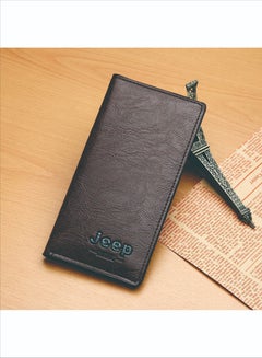 Buy Long Men's Wallet Multi-Card Clutch Wallet Retro Business Texture Wallet Card Holder Coin Purse Suitable For Husband Father Son Boyfriend Dark Coffee Color in Saudi Arabia
