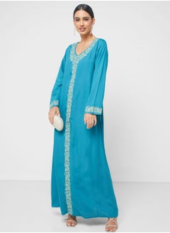 Buy Embroidered Neck Jalabiya in UAE