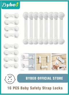 Buy 16-Piece Baby Safety Strap Locks Child Lock for Cabinets and Drawers, Toilet, Fridge & More. 3M Adhesive Pads. Easy Installation, No Drilling Required, White in Saudi Arabia