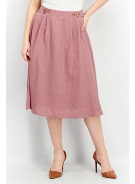 Buy Women Plain Midi Skirt, Pink in UAE