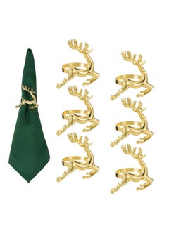 اشتري 6 Piece Inner Diameter 3.8cm Gold Deer Napkin Rings في السعودية