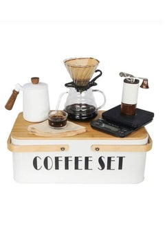 Buy Portable Camping Coffee Maker Sets with Coffee Machine Kettle Hand Box in UAE