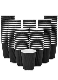 Buy 50-Piece 8 Oz Disposable Heavy Duty Black Ripple Cups Suitable for Home Parties and Office Use in UAE