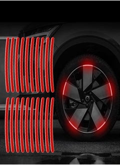 اشتري Reflective Car Wheel Rim Stickers, 20pcs Night Safety Warning Car Stickers, Anti-Scratch Reflective Stickers Car Motorcycle Wheel Safety Decorative Car Decals Universal for Car Vehicle Truck (Red) في السعودية