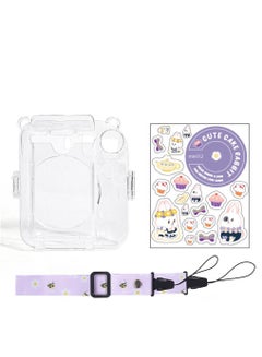 اشتري Transparent Protective Case for Fujifilm Instax Mini 12 Instant Camera Photo Storing Box Shoulder Strap Beautiful Sticker في الامارات