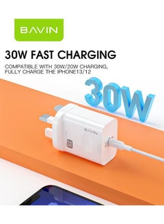 Buy 30W PD Fast Charger For Apple iPhone White in UAE