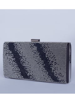 Buy Regimental Stripe Glamorous Crystal Clutch Bag with silver strape in Egypt