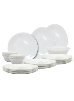 Buy Melrich 27 Piece Opal ware Dinner Set 6 Dinner plate, 6 Dessert Plate 6 Soup Plate 6 Bowls 2 Serving Plate 1 Serving Bowl Dishwasher Safe Microwave Safe in UAE