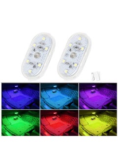 Buy 2 Pcs Car LED Lights Interior, 7 Colors LED Interior Car Lights with 6 Bright LED Lamp Beads, Portable Night Reading Light Car Interior Atmosphere, USB Rechargeable Lighting Light (7 Colored Lights) in UAE