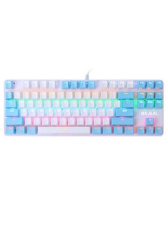 اشتري 87 Keys Wired Mechanical Keyboard Mixed Light Mechanical Keyboard with Mechanical Blue Switch Suspension Button White+Blue في السعودية