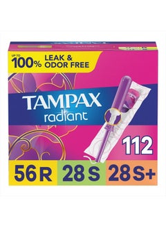 Buy Radiant Tampons Multipack, Regular/Super/Super Plus Absorbency, With Leakguard Braid, Unscented, 28 Count x 4 Packs (112 Count total) in UAE