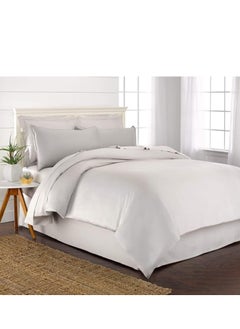 Buy Bamboo Duvet Cover Queen Size 230x220 cm With Button Closing and Corner Ties 400TC Cool, Anti-Allergic, Soft and Silky – White in UAE