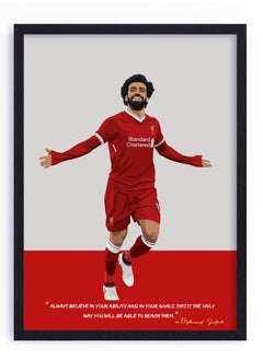 Buy Mo Salah Liverpool Football Gift Illustration Art Poster with Frame 50x40cm in UAE