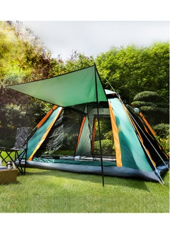 Buy HEXAR® Camping Tent 4 Person Automatic Instant Pop-Up Tent Lightweight Portable Tent Outdoor Camping Waterproof Windproof Camping Tent Removable Cover and Mesh Windows 2 Doors with Carry Bag in UAE