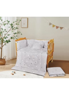 Buy Children's bed screen mattress, 5 pieces, summer, consisting of a quilt, size 132*104 cm, rubber sheet, 70*130 cm, pillowcase, size 38*28 cm, partitions, size 33*300 cm, partitions, size 33*130 cm. in Saudi Arabia