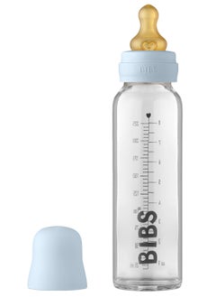 Buy Baby Glass Feeding Bottle For 0M+, 225 ml - Blue in Saudi Arabia