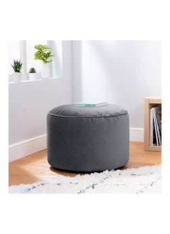 Buy Velvet Round Bean Bag Pouffe  - Dark Gray in Saudi Arabia