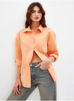 اشتري Light Orange Single Pocket Boyfriend Woven Cotton Shirt TWOAW20GO0115 في مصر