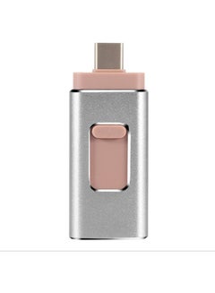 Buy 128GB USB Flash Drive, Shock Proof 3-in-1 External USB Flash Drive, Safe And Stable USB Memory Stick, Convenient And Fast Metal Body Flash Drive, Silver Color (Type-C Interface + apple Head + USB) in Saudi Arabia