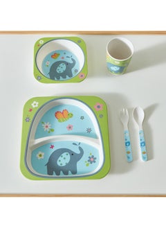 Buy Playland Elephant 5-Piece Bamboo Dinner Set 21.4 x 21.4 cm in UAE