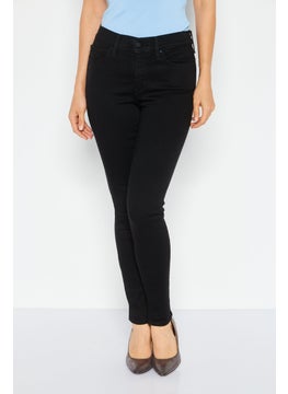 Buy Women Skinny Fit Plain Stretchable Denim, Black in Saudi Arabia