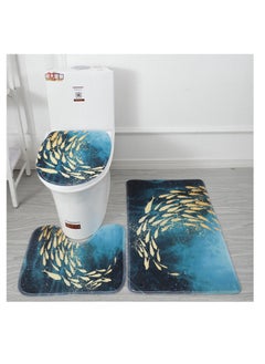 Buy 3pcs Set Non-Slip Bath Mat Set, Beach Shell Pattern Microfiber Rugs, Bath Mat Set and Toilet Mat, Absorbent Floor Rugs, 3 Piece in UAE