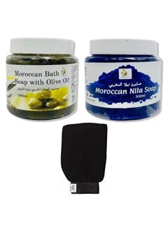 Buy Moroccan SPA Deal Moroccan Nila And Olive Bath Soap 500ml With Free Luffa in UAE