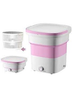 Buy Mini Foldable Washing Machine Lightweight Travel Laundry Washer with Folding Tub Portable Compact Clothes Cleaning Machine (Pink) in UAE