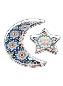 Buy 2 Pcs Moon Star Shape Eid Ramadan Serving Tray Home Craft Ornaments in UAE