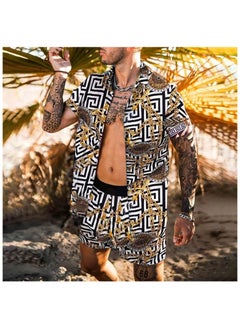 Buy Men's Shirt Casual Loose Shorts Beach Suit in Saudi Arabia