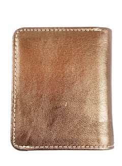Buy Premium Sheep Leather Card Holder Wallet for Women Soft Metallic Brown Golden Leather ID Card & Credit Card Slots Fashionable Ladies Wallet in UAE