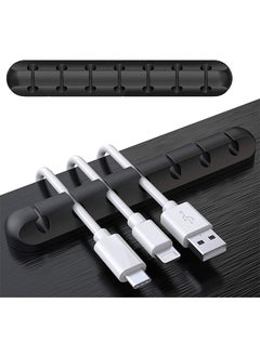 اشتري 7 Slots Cable Holder Clips Cord Management Desktop Cable Organizer Adhesive Hooks, Wire Cord Holder for Power Charging Cord, Mouse Cable, USB Cord, PC, Office and Home في السعودية