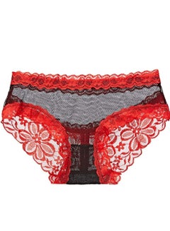 Buy Breathable Gauze Lace Floral Briefs Thong Underwear in UAE