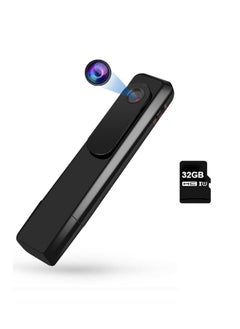 اشتري Body camera comes with 32GB SD card hd 1080P wearable mini camera one click quick record home office body camera في السعودية