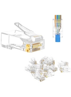Buy Ntech Cat6 RJ45 Ends Cat6 Connector Cat6 / Cat5e RJ45 Connector Ethernet Cable Crimp Connectors UTP Network Plug for Solid Wire and Standard Cable 50-Pack in UAE