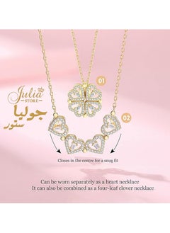 Buy 2-In-1 Lucky Clover Leaf Cute Heart Necklace Tiny 14k Gold Heart Pendant Choker Necklaces Small Gold Love Open Heart Chain Necklace for Women Dainty Gold Necklace Gifts for Her By Julia Store in Egypt