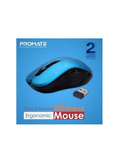 اشتري PR0MATE Slider Wireless Mouse Optical Tracking Ergonomic Mouse 800,1200,1600 DPI Support 2400 MAh  Windows, Devices 2 Year Blue with Black في السعودية