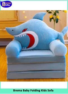 Buy Three Layers of Folding Kids Sofa/Children Sofa/Lazy Sofa/Armchair Flip Open Plush Foldable Mini Sofa Softtoy Cartoon Design Baby Seat Couch (Not Cover!with Liner Filler) (Baby Shark) in Saudi Arabia