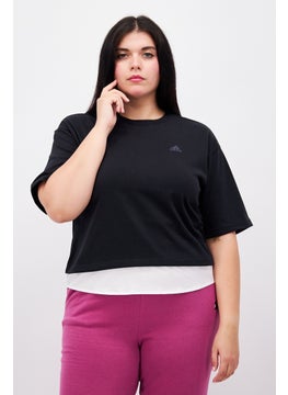 Buy Women Sportswear Fit Short Sleeve Outdoor Top, Black/White in UAE