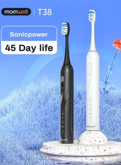 اشتري فرشاة أسنان مورنويل الكهربائية مزودة بمؤقت ذكي مدمج داخل فرشاة الأسنان مقاومة للماء باللون الأسود في السعودية