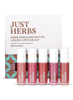 اشتري Just Herbs Ayurvedic Liquid Lipstick Kit Set of 5 with Long Lasting Hydrating and lightweight Lip Colour Brights & Pinks Paraben & Silicon Free في الامارات