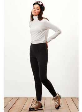 Buy Women Tight Fit Solid Soft Shell Ski Pants, Black in UAE